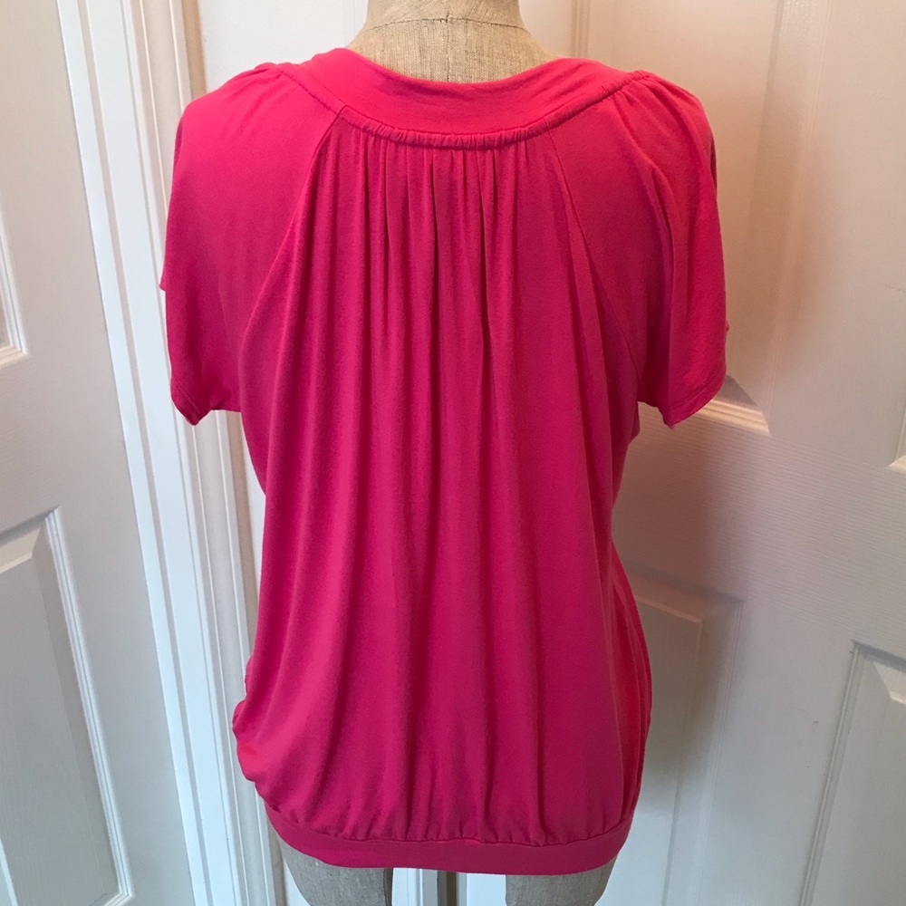JM Collection v-neck smocked blouson top - Picture 4 of 11